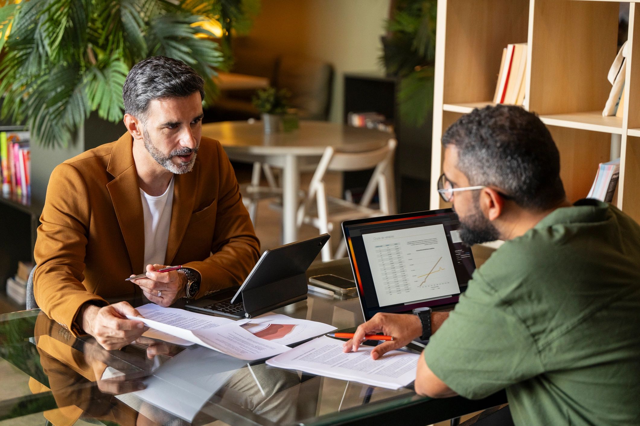 Recruitment consultant meeting with an employer